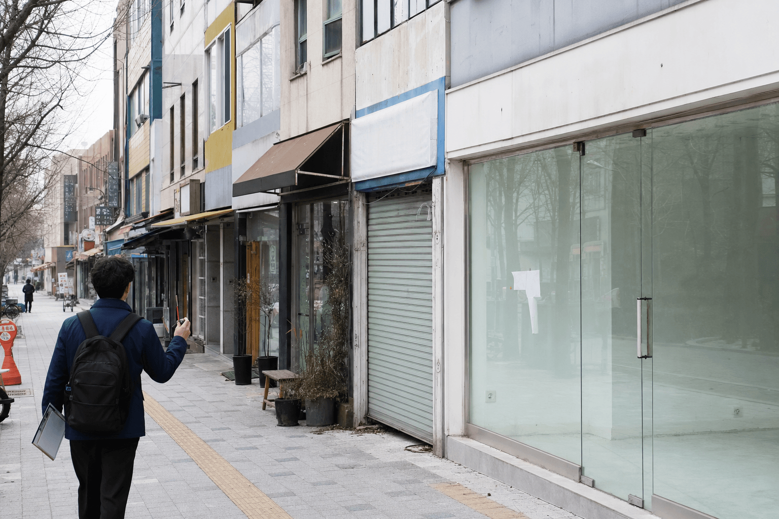 상권 공실과 거리 단위 지표를 함께 살피는 편집 이미지